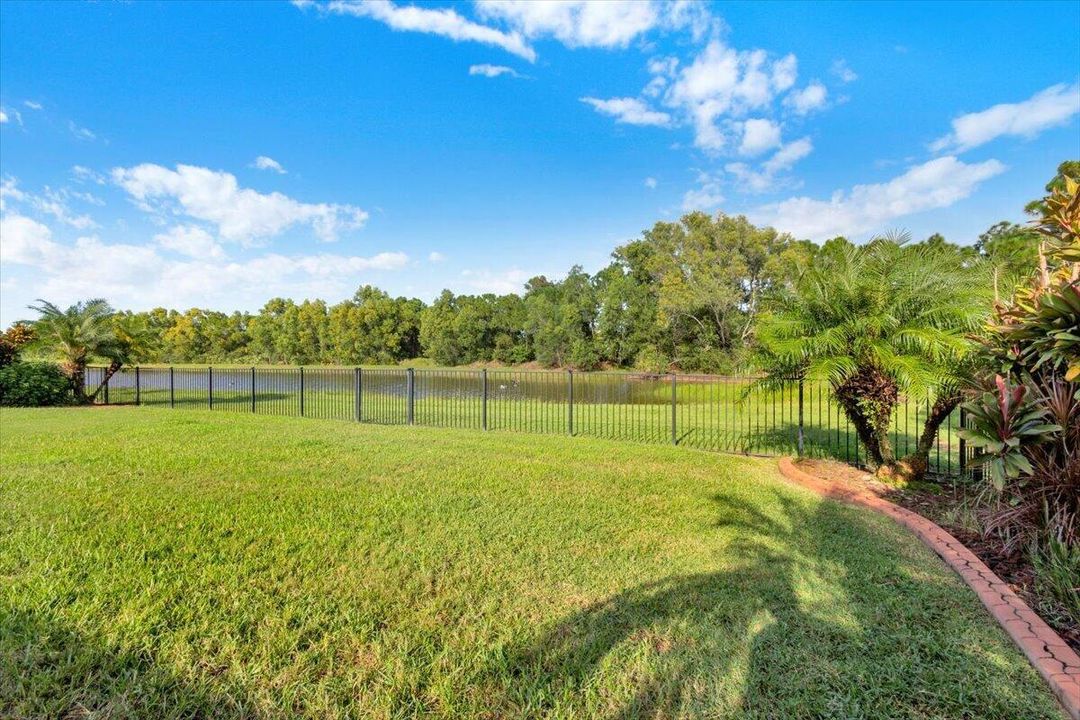 Private, Fenced Backyard with Lake View