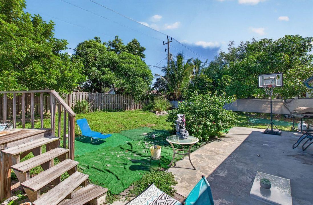 Raised pool in backyard