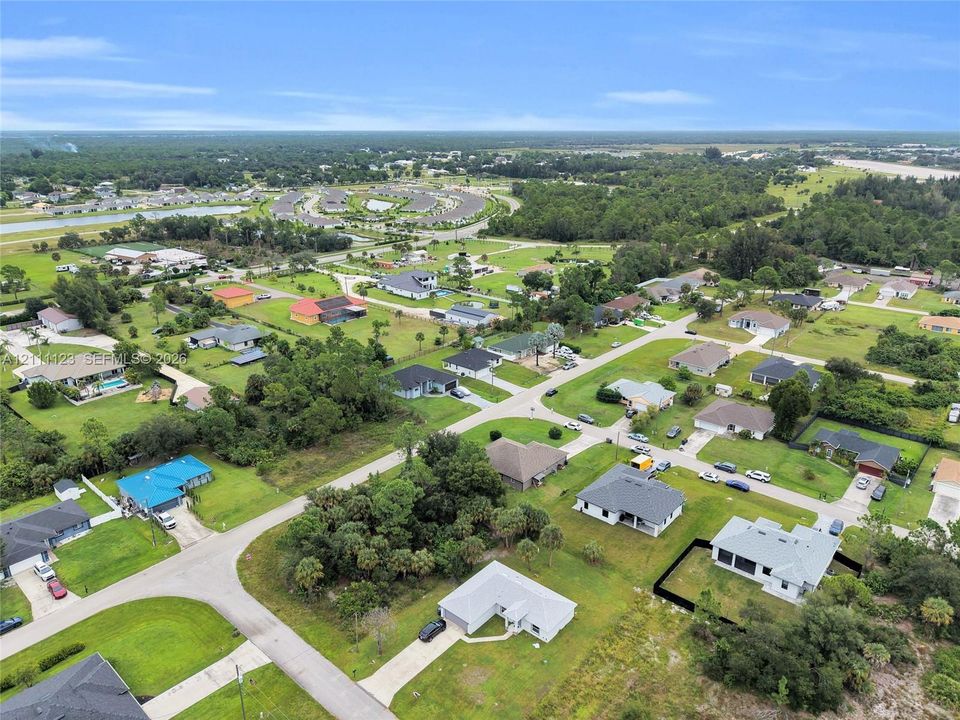 Aerial view of the neighborhood.