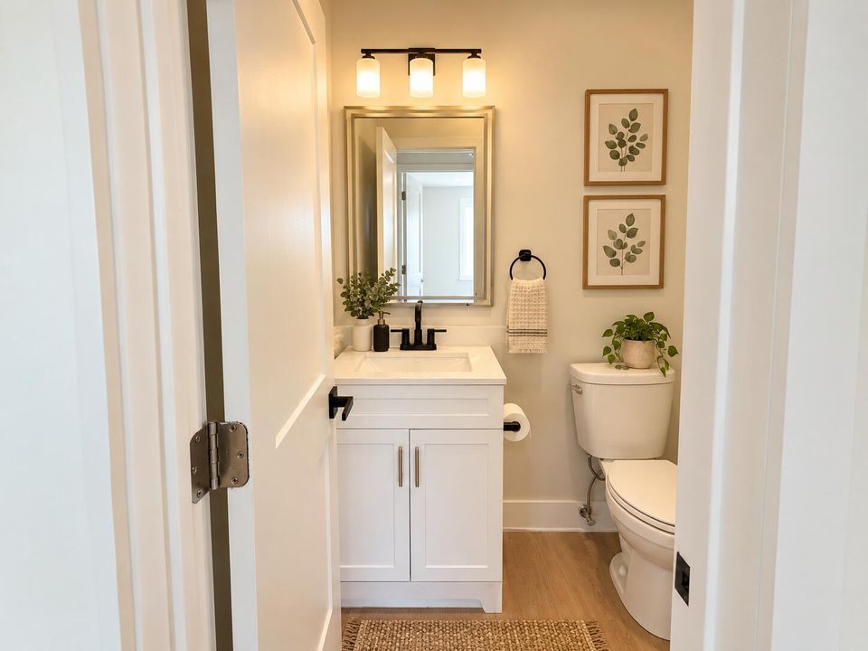 Warm Modern Bathroom Entry