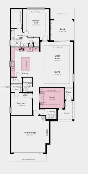 Floor Plan - Additional Highlights Include: impact windows, 4' garage extension, 8' interior doors, and outdoor kitchen rough in