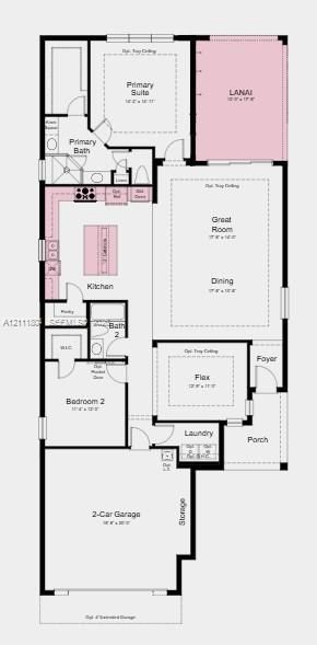 Floor Plan - Additional features include upgraded interior doors, a convenient laundry room, generous storage, and a two-car garage. Additional Highlights Include: whole house impact windows, upgraded cabinets, flooring, and countertops, glass front door