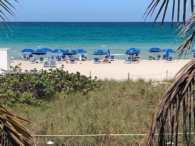 Coastal landscape featuring direct access to a sand beach, native vegetation, and oceanfront proximity