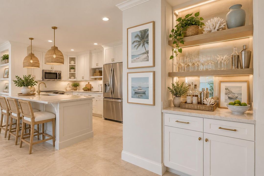 Coastal Kitchen and Styled Wet Bar