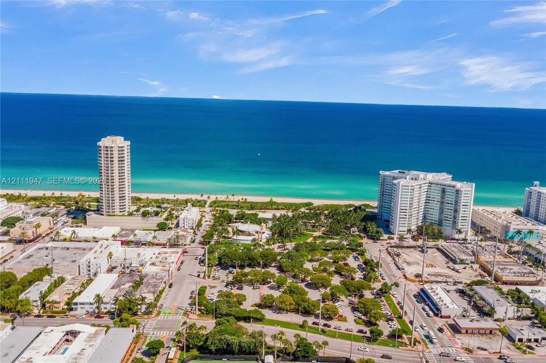Aerial perspective of coastal landscape featuring expansive ocean frontage and dense mature greenery