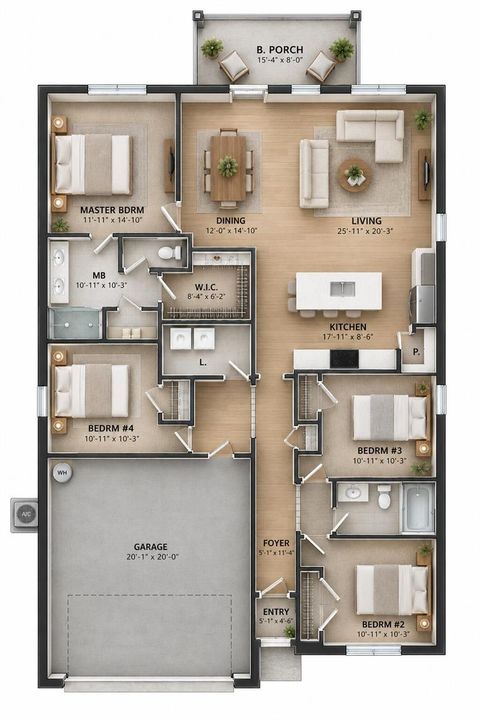 Realistic Staged Single-Level House Floo