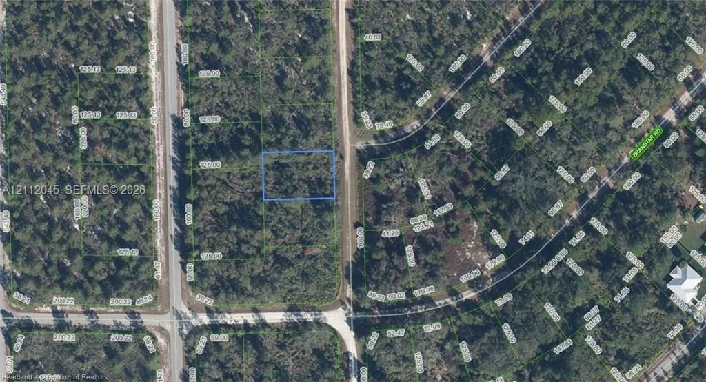 Plat Map. Aerial imagery displaying the parcel boundaries and measurements of the property