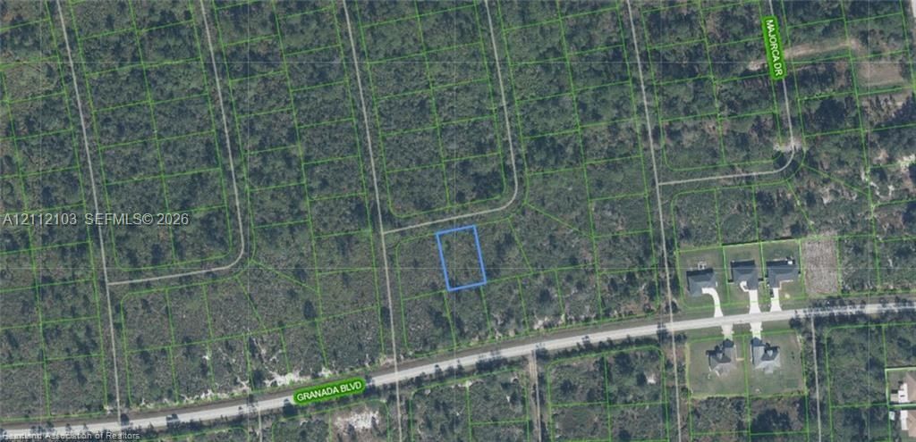Plat Map. Aerial view identifying the boundary lines and parcel location of the property