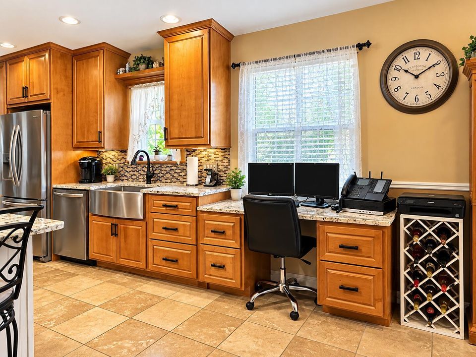 Warm Wood Kitchen Office Nook