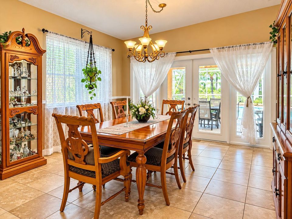 Warm Traditional Dining Room with Patio