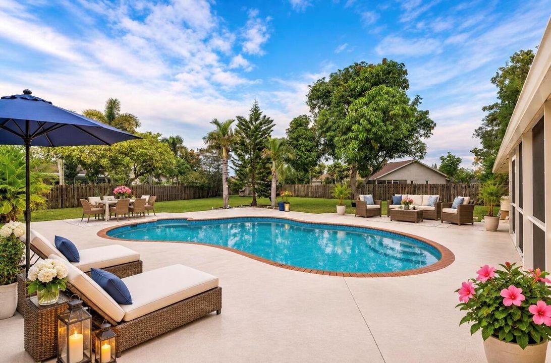 staged pool deck area