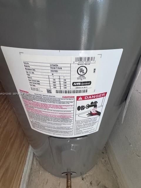Fifty-gallon electric water heater featuring a UL-listed design