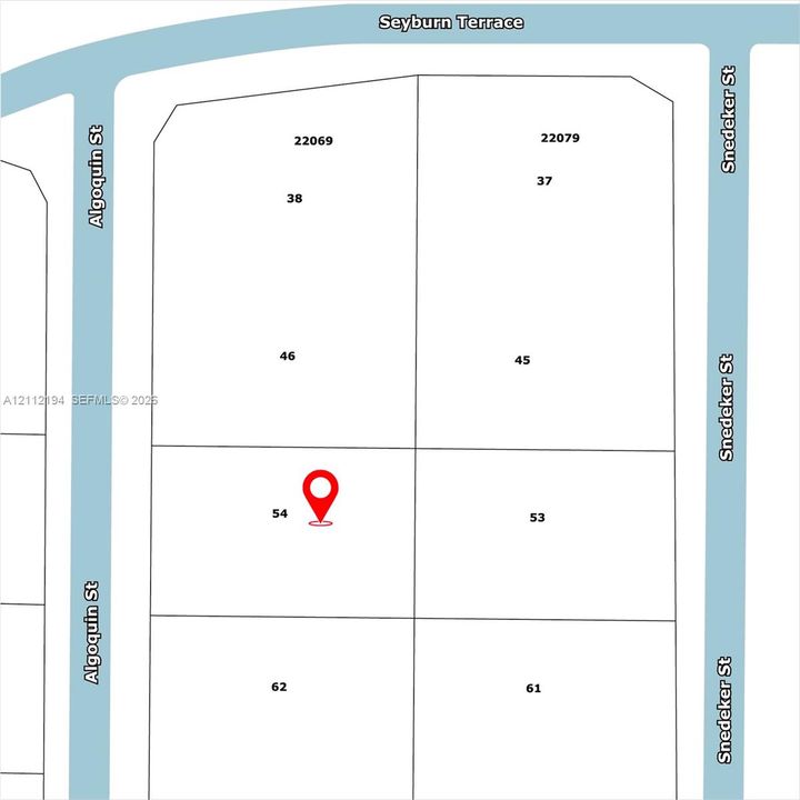 Property Plat Map. Illustrating the designated parcel boundaries and street placement relative to the property