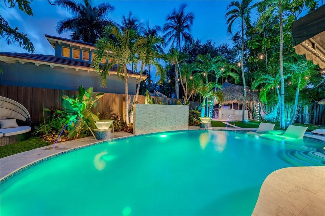 Twilight pool area