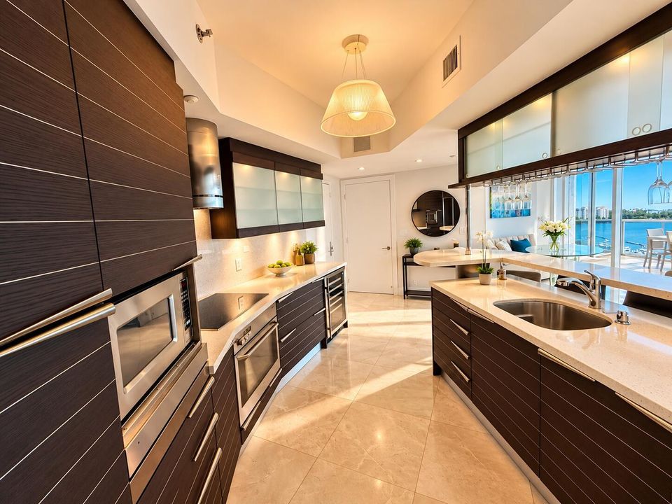 Kitchen with Waterfront Views