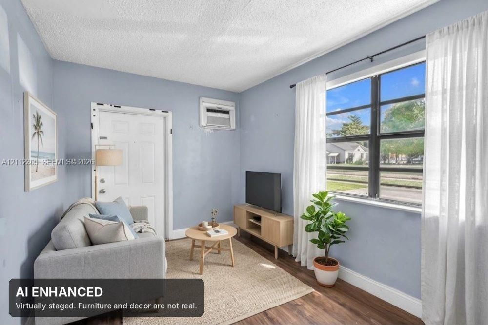Virtually staged (AI). Furniture and decor are not real. The unaltered original is the previous photo.