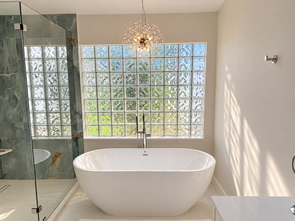 Serene Glass-Block Luxury Bathroom