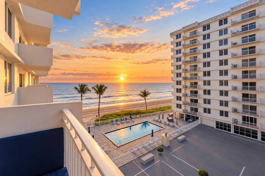 Serene Beachfront Pool Sunrise