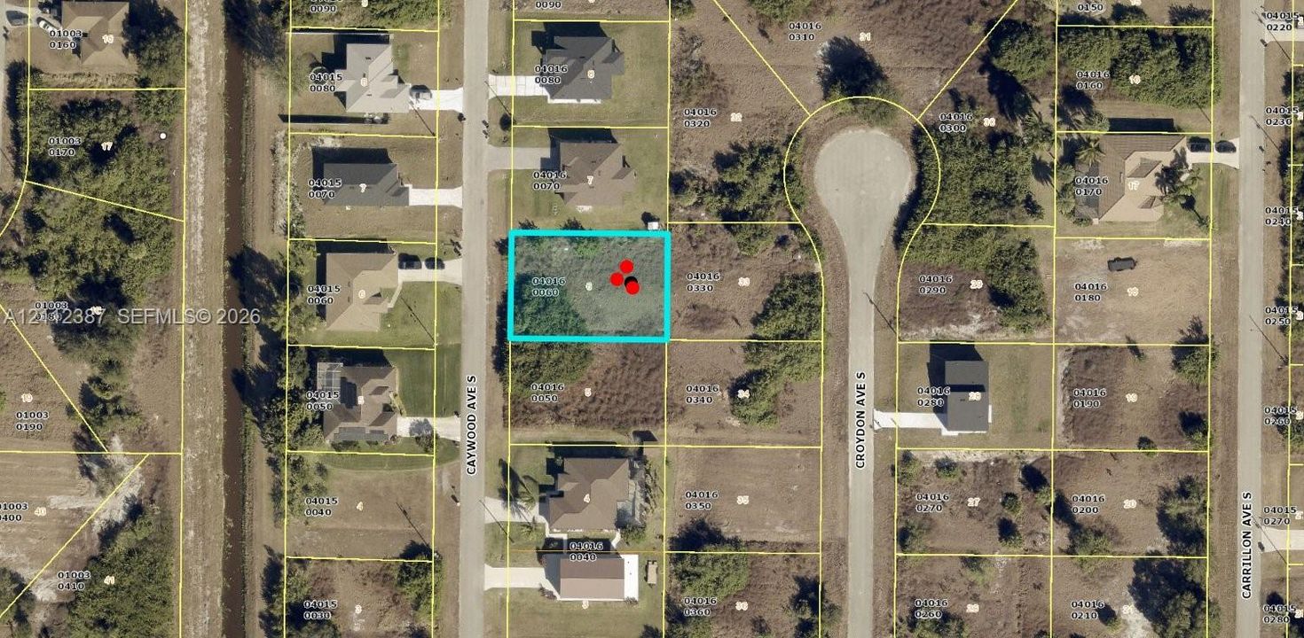Plat Map. Aerial imagery identifying the surveyed boundaries and location of the property