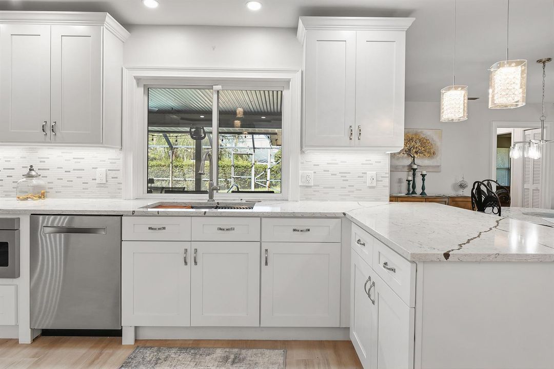 Stylish backsplash and Double Sink