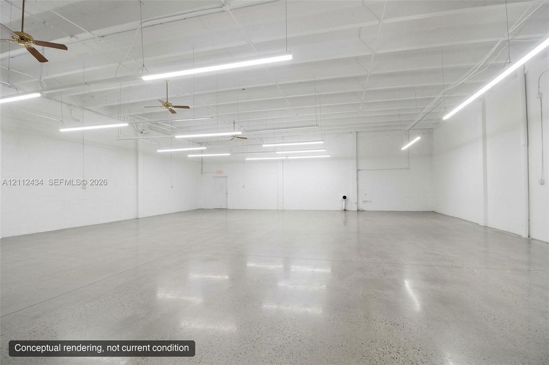 Second floor main room, concept. Conceptual rendering, not current condition