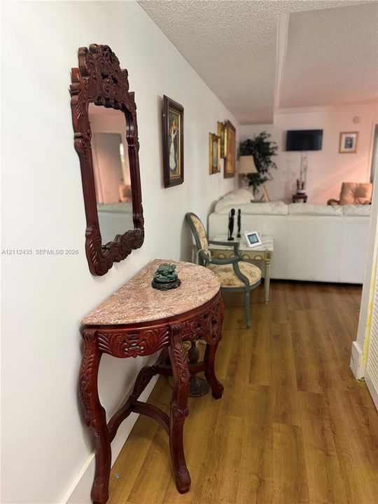 Wood-finish flooring throughout the interior