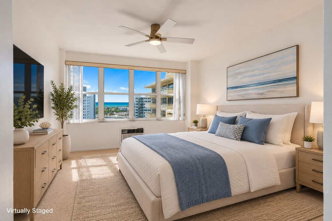 Virtually Staged Coastal Bedroom