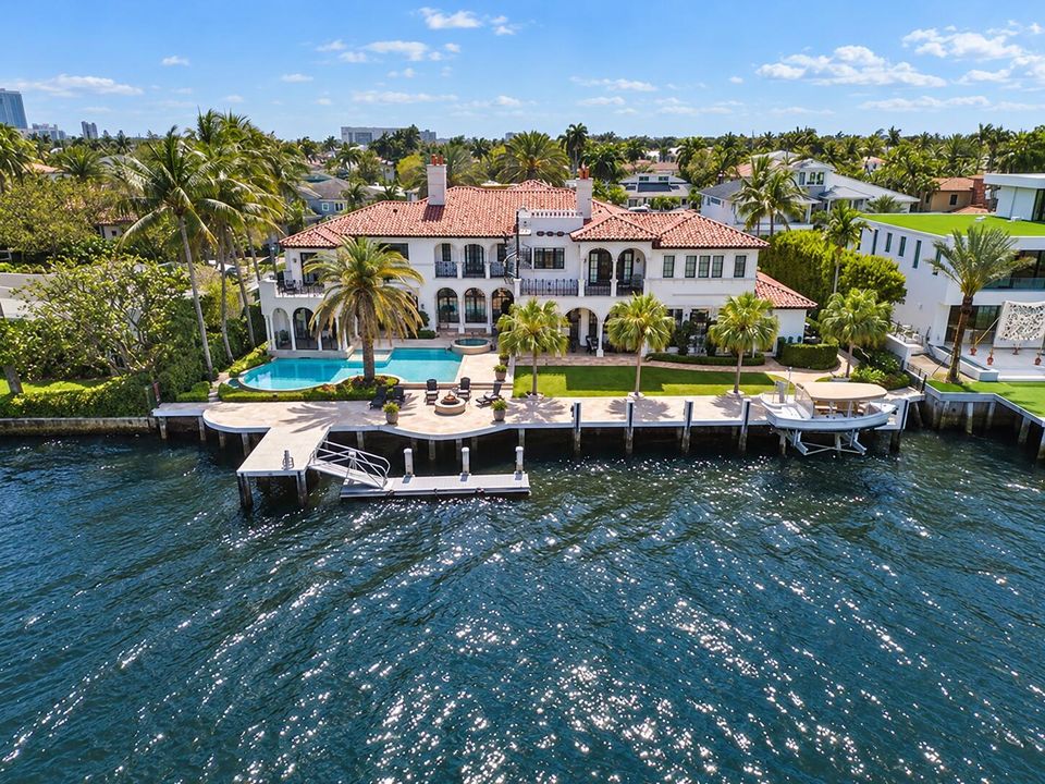 Polished Luxury Waterfront Estate Aerial