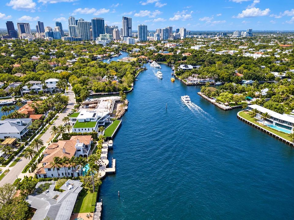 Aerial Fort Lauderdale Riverfront Skylin