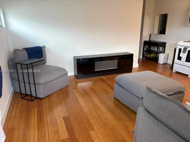 Wood-finish flooring throughout