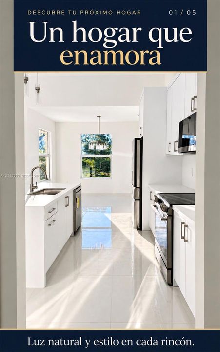 Kitchen featuring crisp white cabinetry, stainless steel appliances, polished tile flooring, and a single-basin undermount sink with a gooseneck faucet