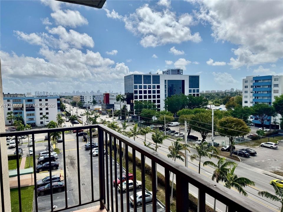 Elevated metal balcony railing with expansive outdoor exposure