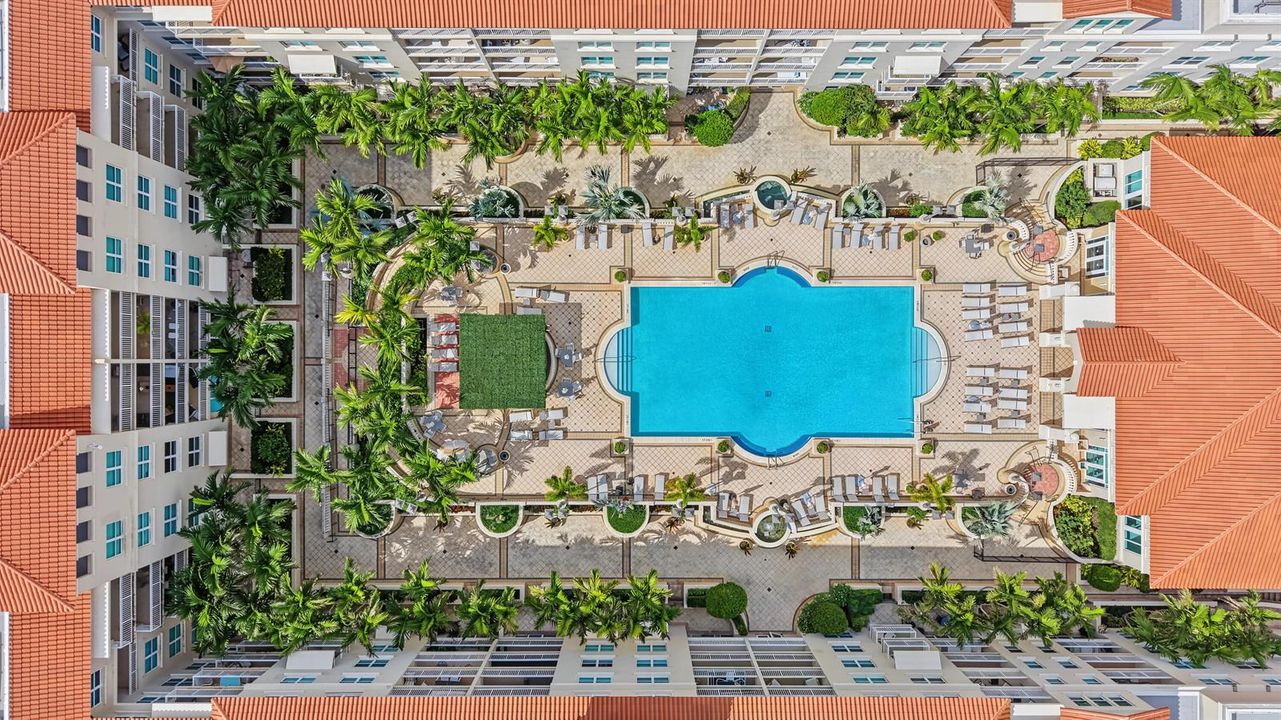 Palmetto Place | Aerial Pool Courtyard &