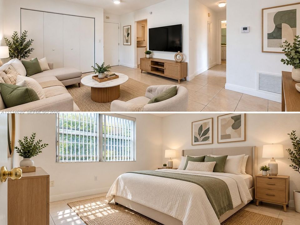 Property Interior Documentation. Capturing the primary living area and bedroom of the property