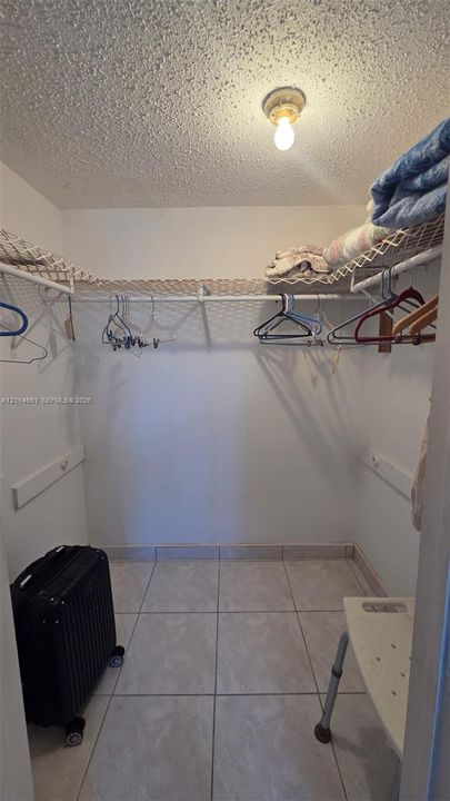 Walk-in closet featuring ceramic tile flooring, built-in wire shelving, and a ceiling-mounted light fixture