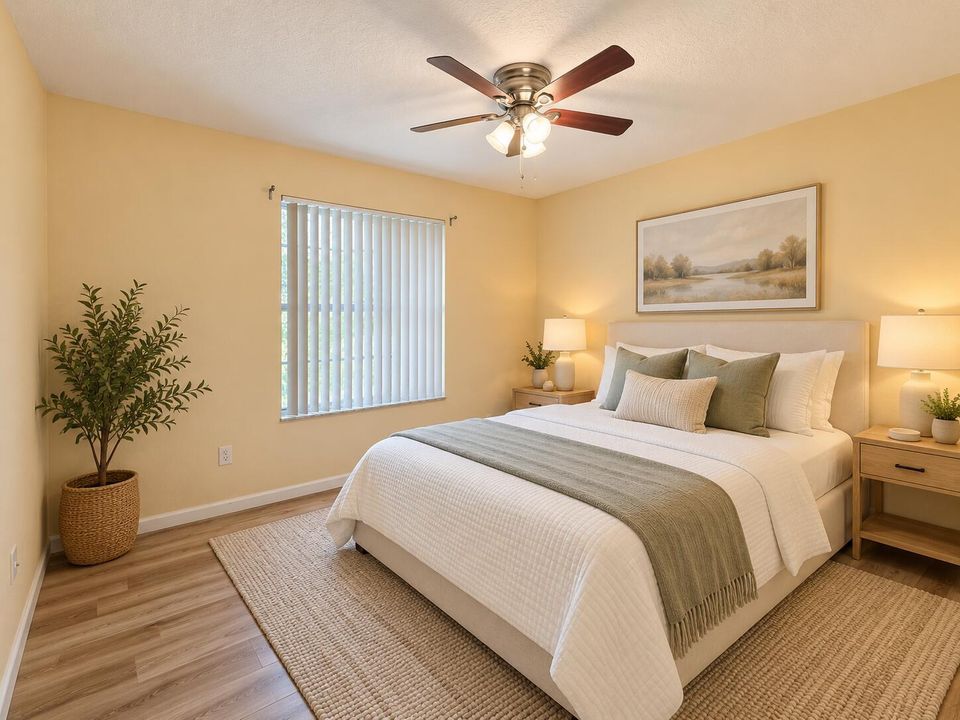 Cozy Sage and Beige Bedroom
