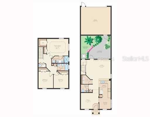 1st Floor Plan - 3 bedroom, 2 1/2 baths. Landscaped ct. yard. 2 car garage. Many designer selected features.