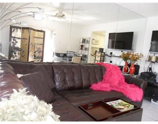 Living Room - Notice in the reflective mirror the kitchen to the right.