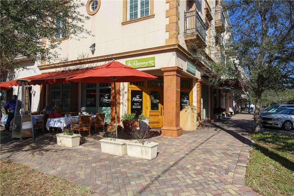 Right across the street you will enjoy dining at the Rosemary Cafe!