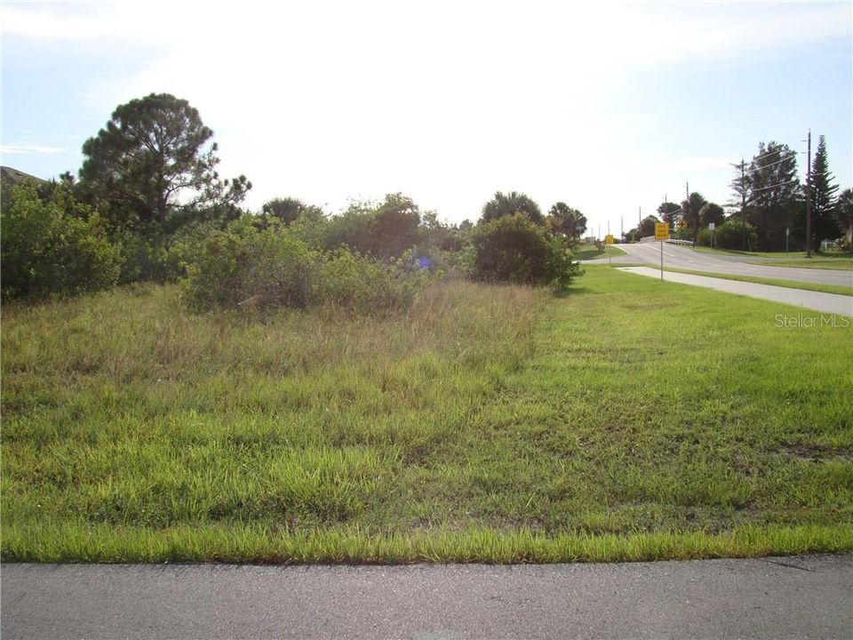 Corner lot partly cleared. Standing on East corner facing West. Frontage is to the right, main road ( Ingraham Blvd.)faces North.