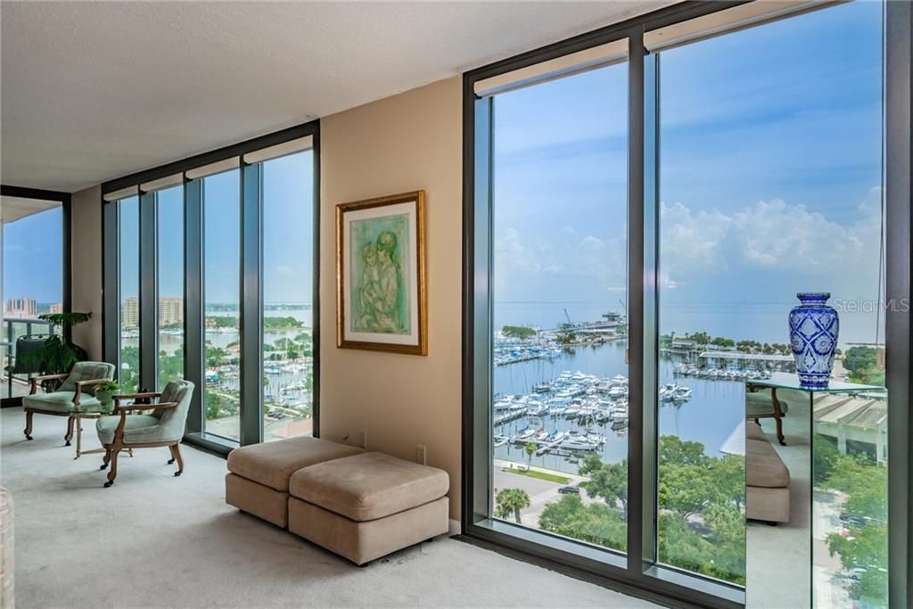 Breathtaking water views of Tampa Bay from living area