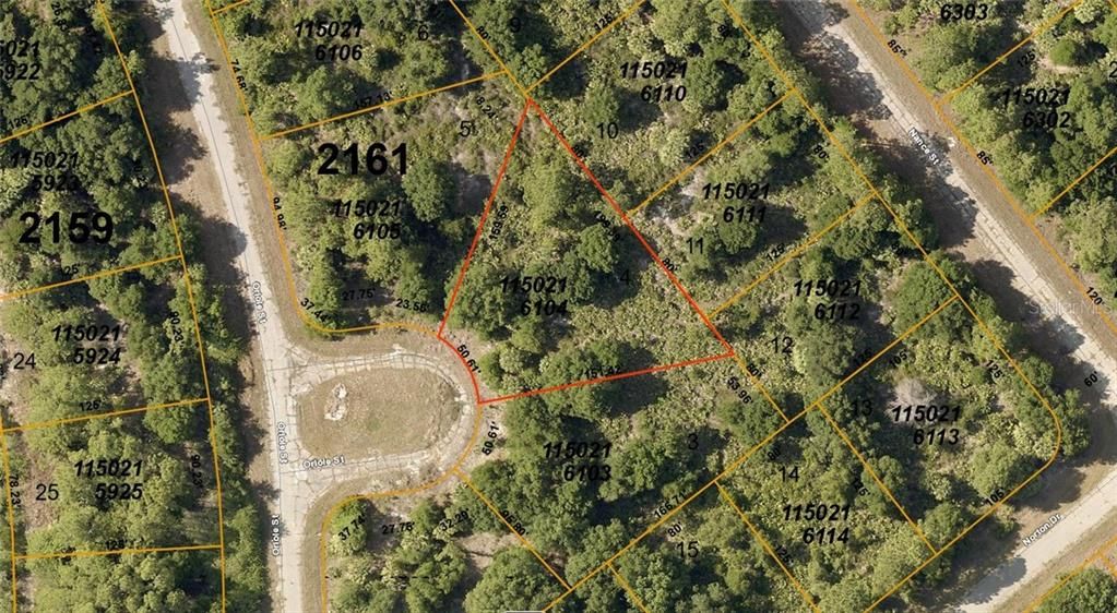 County map of oversized cul-de-sac lot