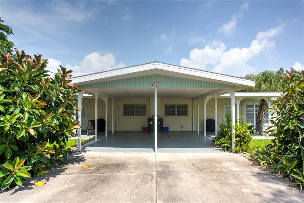 Front of Unit A and B covered Carports.