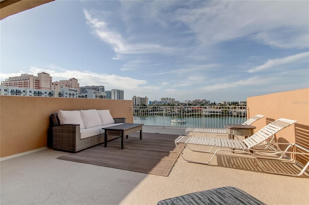 Expansive Lounging Terrace with Panoramic Views of Clearwater Beach