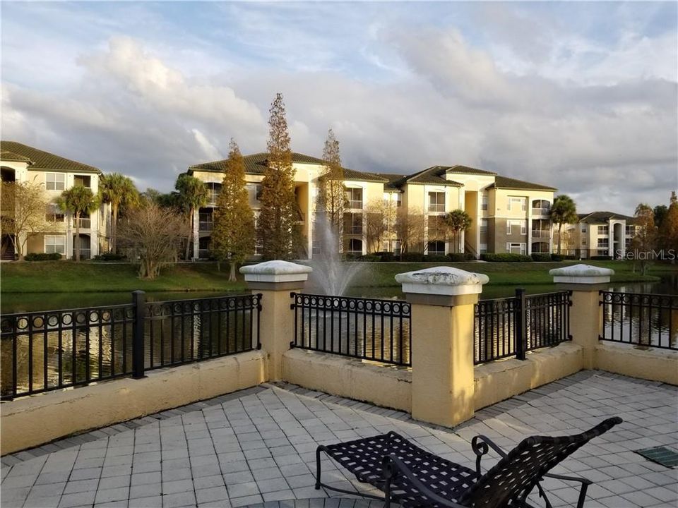 The 5809 Legacy Crescent Building as seen from the pool across the way.