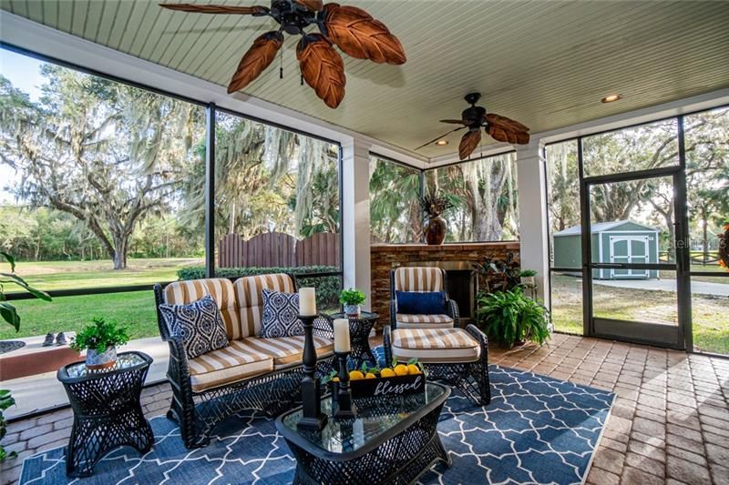 Back Porch with gas fireplace.