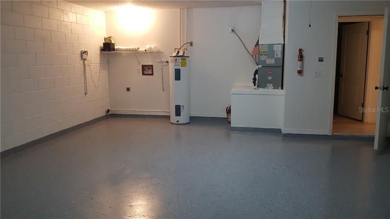 Sealed floor and freshly painted 2-car garage with 57-gallon electric water heater, irrigation system timer, regularly maintained HVAC, washer and dryer hookups.