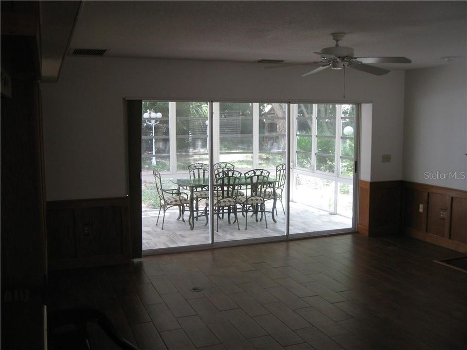 View of Glass Enclosed Lanai from Living Room.