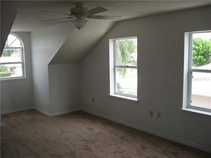 Bedroom #3 Upstairs has ceiling fan and carpet.