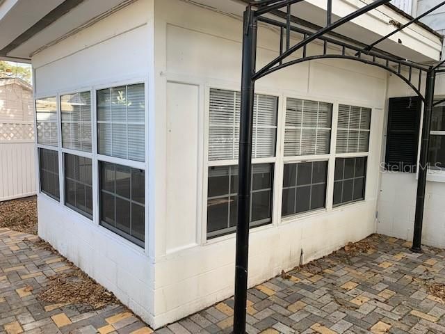 private little backyard with pergola